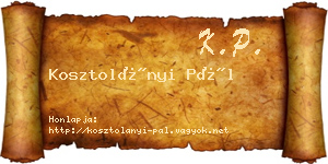 Kosztolányi Pál névjegykártya