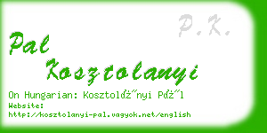 pal kosztolanyi business card